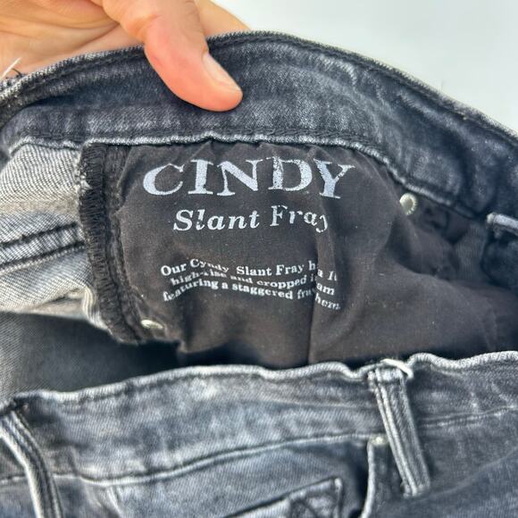 Black Orchid Cindy Slant Fray Jeans Blackstone Charcoal Raw Hem Crop 26 - Picture 6 of 14